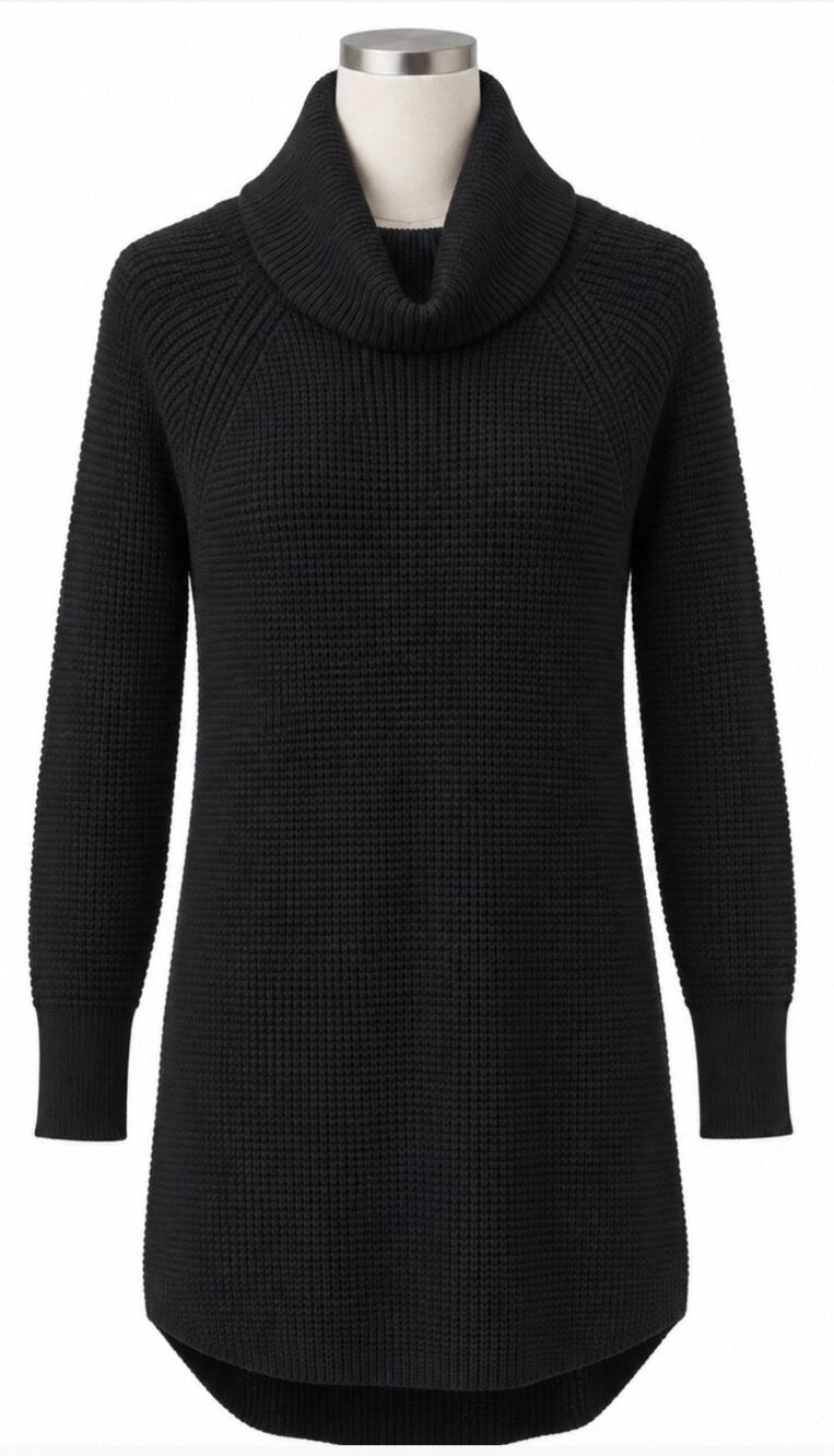 Wilfred Free Aritzia Black Wool Blend Turtleneck Sweater Dress Tunic Small